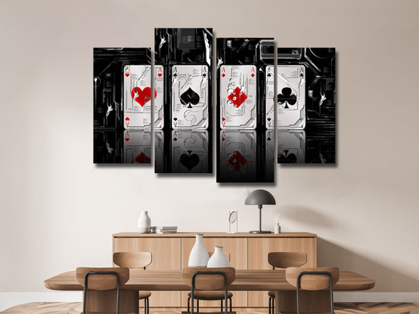 Ace Poker Card Abstract 4 Piece Canvas Wall Art Painting Wallpaper Poster Picture Print Photo Decor