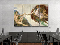 Michelangelo Painting Creation Of Adam 4 Piece Canvas Wall Art Painting Wallpaper Poster Picture Print Photo Decor