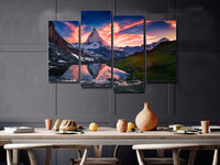 Sky Mountain Landscape Matterhorn Switzerland 4 Piece Canvas Wall Art Painting Wallpaper Poster Picture Print Photo Decor