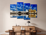 The Golden Temple Amritsar Panoramic View 4 Piece Canvas Wall Art Painting Wallpaper Poster Picture Print Photo Decor