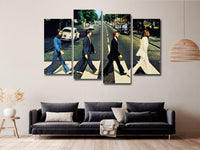 The Beatles Walking Abbey Road Trees Cars 4 Piece Canvas Wall Art Painting Wallpaper Poster Picture Print Photo Decor