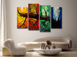 Colorful Four Seasons Trees 4 Piece Canvas Wall Art Painting Wallpaper Poster Picture Print Photo Decor