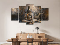 Lord Shiva Abstract Hindu Religious 5 Piece Canvas Wall Art Painting Wallpaper Poster Picture Print Photo Decor