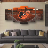 Baltimore Orioles MLB Baseball Team and Stadium 5 Piece Canvas Wall Art Painting Wallpaper Poster Picture Print Photo Decor