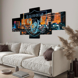 Las Vegas Raiders NFL Football Team Logo & Cityscape 5 Piece Canvas Wall Art Painting Wallpaper Poster Picture Print Photo Decor