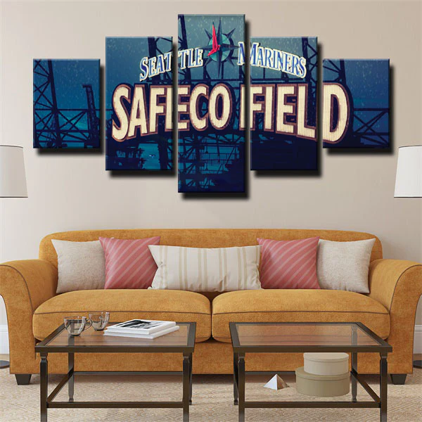 MLB Seattle Mariners Baseball Sports Team Logo 5 Piece Canvas Wall Art Painting Wallpaper Poster Picture Print Photo Decor
