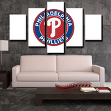 MLB Baseball Team Philadelphia Phillies Circular Logo 5 Piece Canvas Wall Art Painting Wallpaper Poster Picture Print Photo Decor