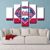 MLB Baseball Sports Team Philadelphia Phillies Logo 5 Piece Canvas Wall Art Painting Wallpaper Poster Picture Print Photo Decor