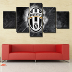 Serie A Football Club Juventus FC Soccer Team Logo 5 Piece Canvas Wall Art Painting Wallpaper Poster Picture Print Photo Decor