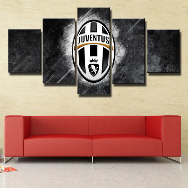 Serie A Football Club Juventus FC Soccer Team Logo 5 Piece Canvas Wall Art Painting Wallpaper Poster Picture Print Photo Decor