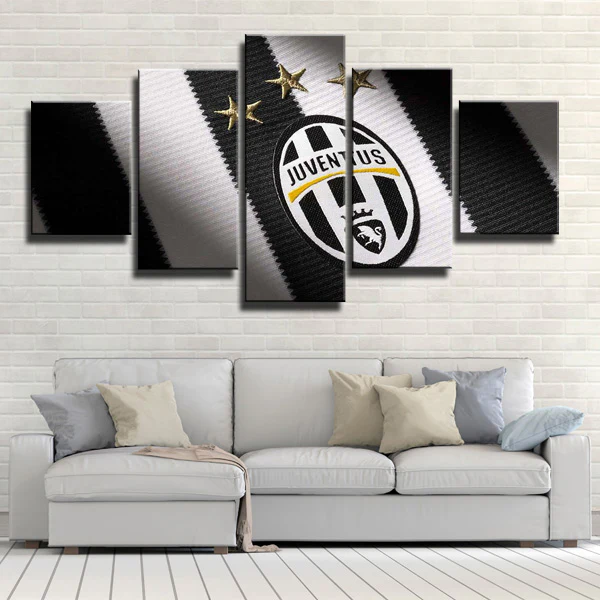 The Zebras Serie A Football Club Juventus FC Logo 5 Piece Canvas Wall Art Painting Wallpaper Poster Picture Print Photo Decor