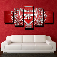 Premier League Team Arsenal FC Logo Red & White 5 Piece Canvas Wall Art Painting Wallpaper Poster Picture Print Photo Decor