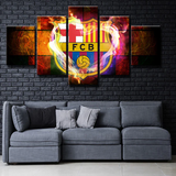 FC Barcelona La Liga Football Team Logo Heart 5 Piece Canvas Wall Art Painting Wallpaper Poster Picture Print Photo Decor