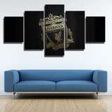 Premier League Football Team Liverpool FC Logo 5 Piece Canvas Wall Art Painting Wallpaper Poster Picture Print Photo Decor