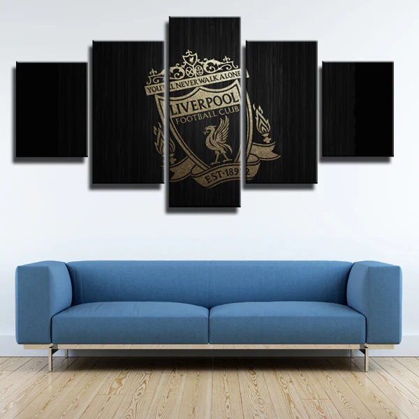 Premier League Football Team Liverpool FC Logo 5 Piece Canvas Wall Art Painting Wallpaper Poster Picture Print Photo Decor