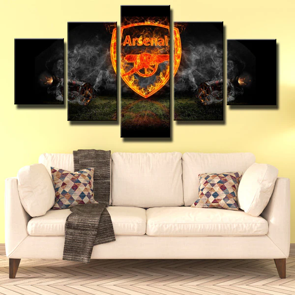 Premier League Football Team Arsenal FC Logo 5 Piece Canvas Wall Art Painting Wallpaper Poster Picture Print Photo Decor