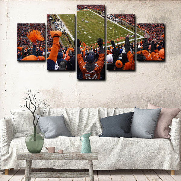NFL Football Team Denver Broncos Court Stadium 5 Piece Canvas Wall Art Painting Wallpaper Poster Picture Print Photo Decor