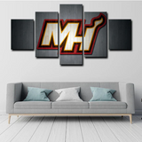 NBA Miami Heat Basketball Sports Team Logo 5 Piece Canvas Wall Art Painting Wallpaper Poster Picture Print Photo Decor