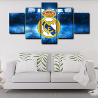 Real Madrid CF La Liga Football Team Logo 5 Piece Canvas Wall Art Painting Wallpaper Poster Picture Print Photo Decor