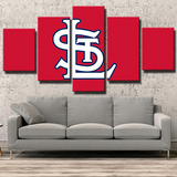 MLB St. Louis Cardinals Baseball Sports Team Logo 5 Piece Canvas Wall Art Painting Wallpaper Poster Picture Print Photo Decor