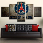 Paris Saint-Germain PSG Football Club Retro Logo 5 Piece Canvas Wall Art Painting Wallpaper Poster Picture Print Photo Decor