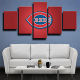 Cincinnati Reds Jays MLB Baseball Team Red Logo 5 Piece Canvas Wall Art Painting Wallpaper Poster Picture Print Photo Decor