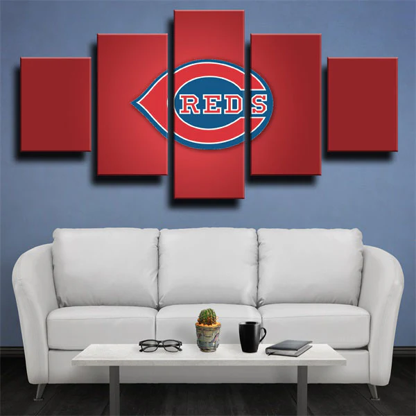 Cincinnati Reds Jays MLB Baseball Team Red Logo 5 Piece Canvas Wall Art Painting Wallpaper Poster Picture Print Photo Decor