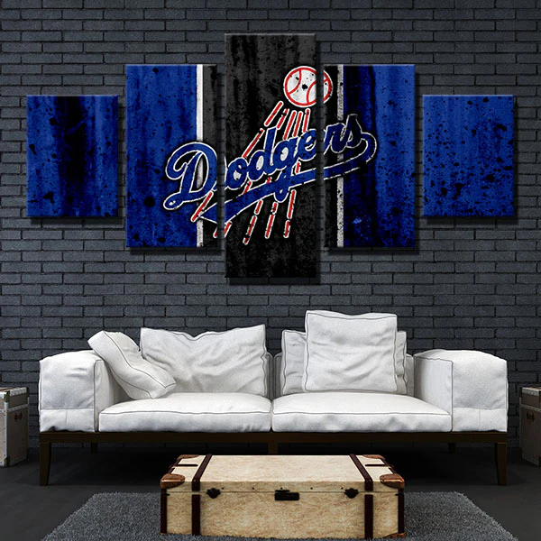 MLB Los Angeles Dodgers Logo Baseball Sports Team 5 Piece Canvas Wall Art Painting Wallpaper Poster Picture Print Photo Decor
