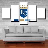 MLB Kansas City Royals Baseball Team White Logo 5 Piece Canvas Wall Art Painting Wallpaper Poster Picture Print Photo Decor