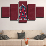 Los Angeles Angels MLB Baseball Team Logo Dark Red 5 Piece Canvas Wall Art Painting Wallpaper Poster Picture Print Photo Decor