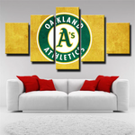 Oakland Athletics MLB Baseball Team Logo Sports 5 Piece Canvas Wall Art Painting Wallpaper Poster Picture Print Photo Decor