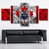 Edmonton Oilers NHL Hockey Sports Maple Leaf Logo 5 Piece Canvas Wall Art Painting Wallpaper Poster Picture Print Photo Decor
