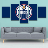 Edmonton Oilers NHL Hockey Sports Lce Blue Logo 5 Piece Canvas Wall Art Painting Wallpaper Poster Picture Print Photo Decor