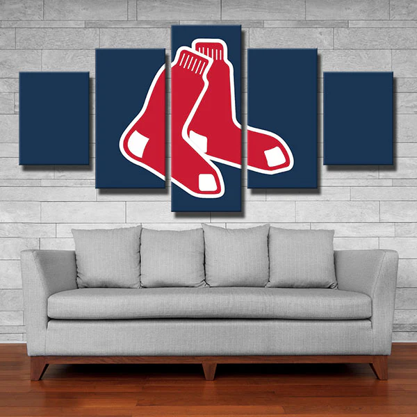 Boston Red Sox MLB Baseball Team Logo Red Sock 5 Piece Canvas Wall Art Painting Wallpaper Poster Picture Print Photo Decor