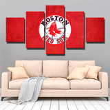 Boston Red Sox MLB Baseball Sports Team Red Logo 5 Piece Canvas Wall Art Painting Wallpaper Poster Picture Print Photo Decor
