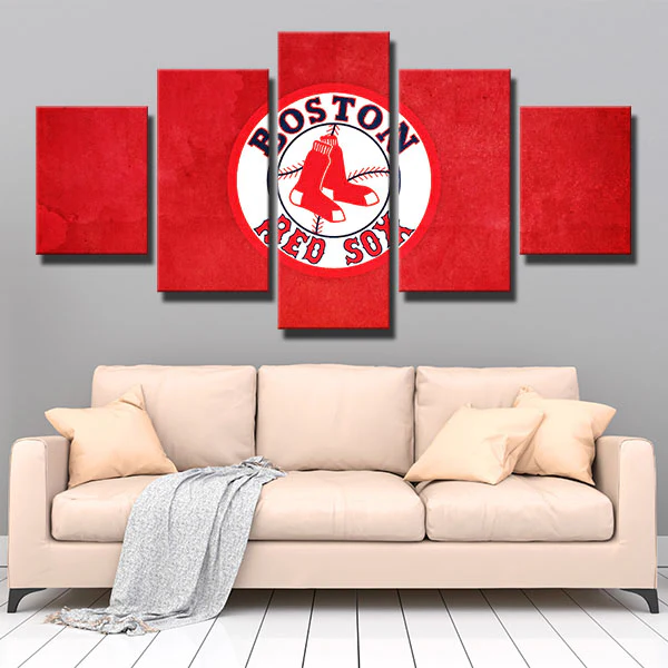 Boston Red Sox MLB Baseball Sports Team Red Logo 5 Piece Canvas Wall Art Painting Wallpaper Poster Picture Print Photo Decor