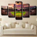 Atlanta Braves MLB Baseball Team Logo and Stadium 5 Piece Canvas Wall Art Painting Wallpaper Poster Picture Print Photo Decor