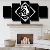 MLB Chicago White Sox Baseball Sports Team Logo 5 Piece Canvas Wall Art Painting Wallpaper Poster Picture Print Photo Decor