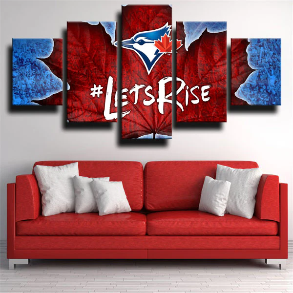 Toronto Blue Jays MLB Baseball Team Logo Maple Leaf 5 Piece Canvas Wall Art Painting Wallpaper Poster Picture Print Photo Decor