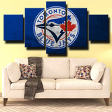 Toronto Blue Jays MLB Baseball Team Logo Dark Blue 5 Piece Canvas Wall Art Painting Wallpaper Poster Picture Print Photo Decor