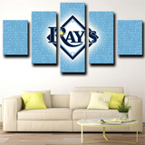 MLB Tampa Bay Rays Baseball Sports Team Logo 5 Piece Canvas Wall Art Painting Wallpaper Poster Picture Print Photo Decor