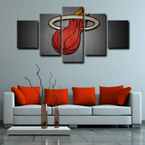 Miami Heat NBA Basketball Sports Team Logo 5 Piece Canvas Wall Art Painting Wallpaper Poster Picture Print Photo Decor