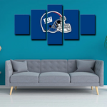 NFL Football Team New York Giants Helmet Logo Blue 5 Piece Canvas Wall Art Painting Wallpaper Poster Picture Print Photo Decor