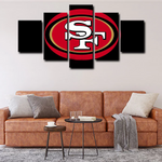 NFL Football Sports Team San Francisco 49ers Logo 5 Piece Canvas Wall Art Painting Wallpaper Poster Picture Print Photo Decor