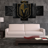 NHL Hockey Sports Vegas Golden Knights Team Logo 5 Piece Canvas Wall Art Painting Wallpaper Poster Picture Print Photo Decor