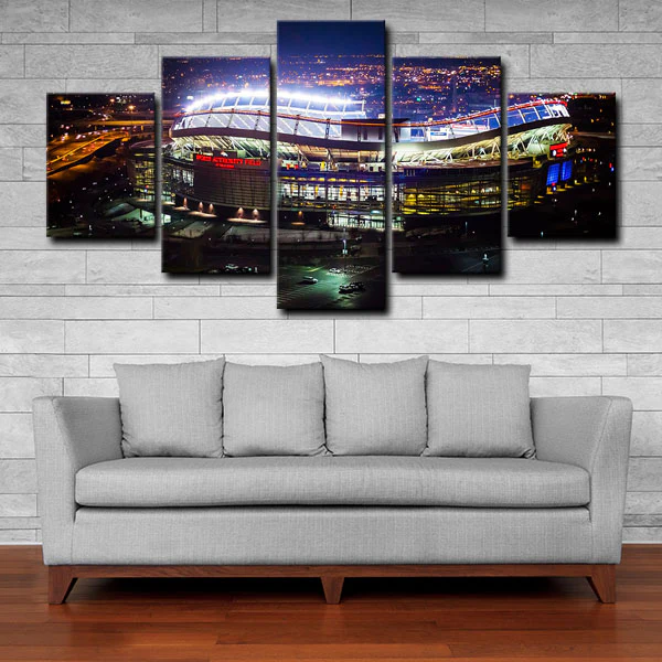 NFL Football Team Denver Broncos Arena Stadium 5 Piece Canvas Wall Art Painting Wallpaper Poster Picture Print Photo Decor