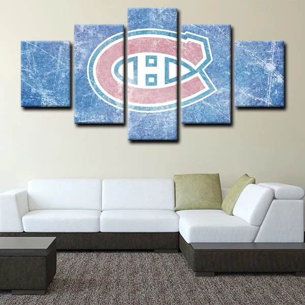 NHL Hockey Montreal Canadiens Sports Team Logo 5 Piece Canvas Wall Art Painting Wallpaper Poster Picture Print Photo Decor