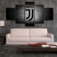 Juventus Serie A Football Club Soccer Team Logo 5 Piece Canvas Wall Art Painting Wallpaper Poster Picture Print Photo Decor