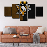 Pittsburgh Penguins Logo NHL Hockey Sports Team 5 Piece Canvas Wall Art Painting Wallpaper Poster Picture Print Photo Decor