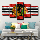 Chicago Blackhawks NHL Hockey Sports Team Logo 5 Piece Canvas Wall Art Painting Wallpaper Poster Picture Print Photo Decor